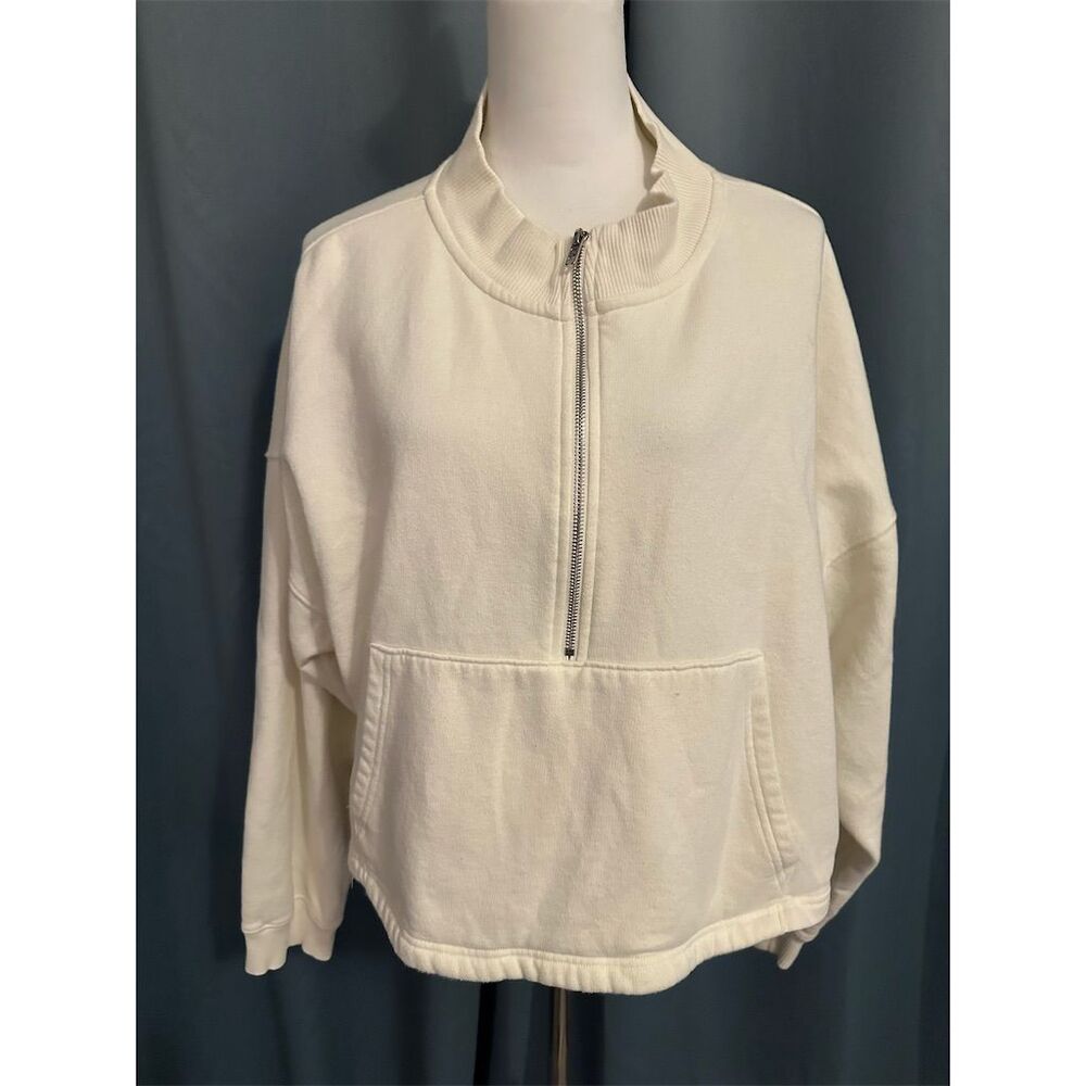 Victoria's Secret PINK Women's 2XL White Quarter Zip Pullover Sweatshirt